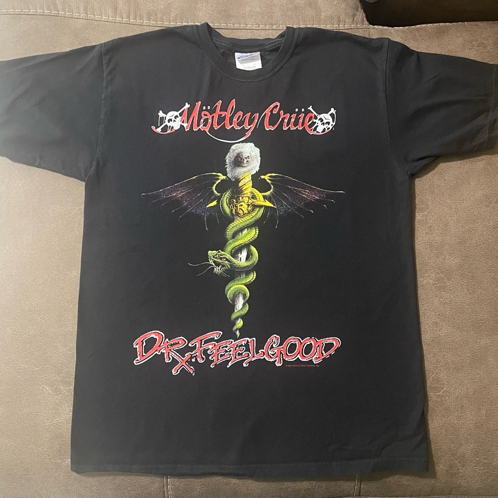 Vintage Motley Crue Dr Feelgood  T-Shirt Heavy Metal Band Size M 2003 Black